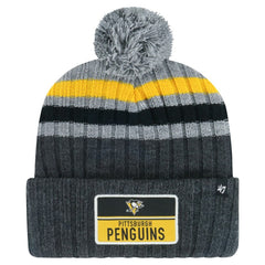 Pittsburgh Penguins '47 Stack Patch Cuffed Knit Hat with Pom On Sale