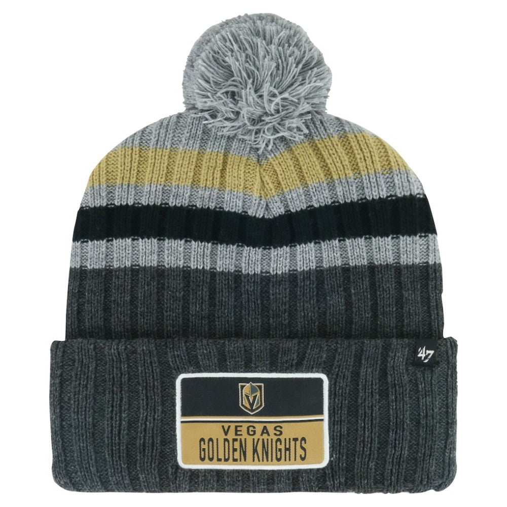 Vegas Golden Knights '47 Stack Patch Cuffed Knit Hat with Pom On Sale