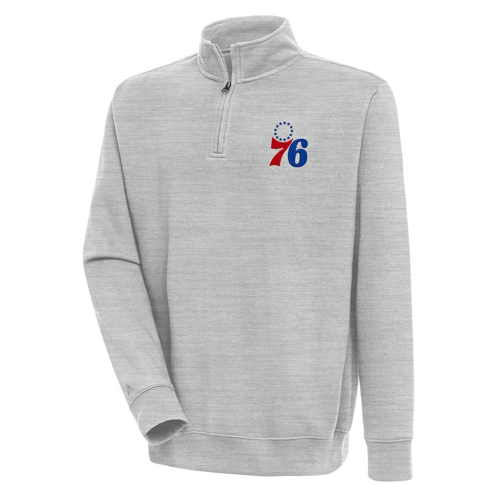 Philadelphia 76ers Antigua Victory Quarter-Zip Pullover Top Discount