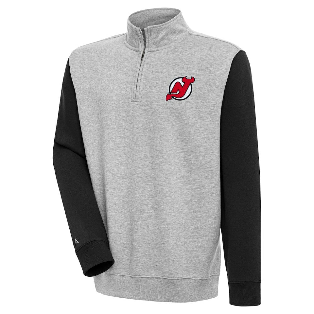 New Jersey Devils Antigua Victory Colorblock Quarter-Zip Pullover Top On Sale