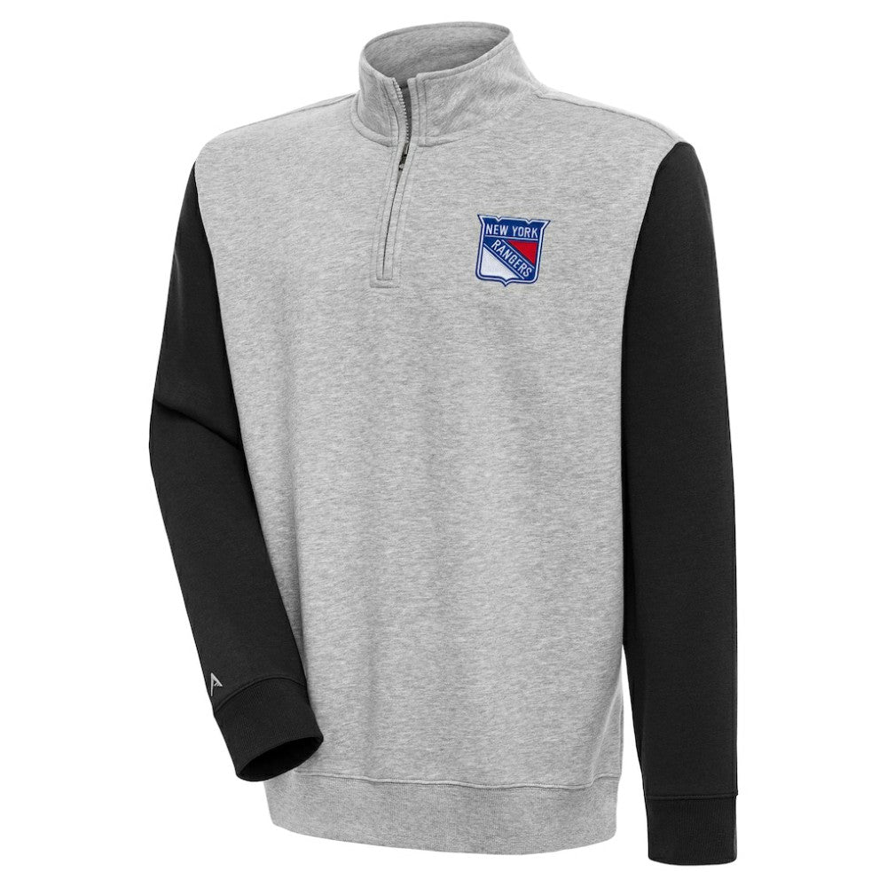 New York Rangers Antigua Victory Colorblock Quarter-Zip Pullover Top On Sale