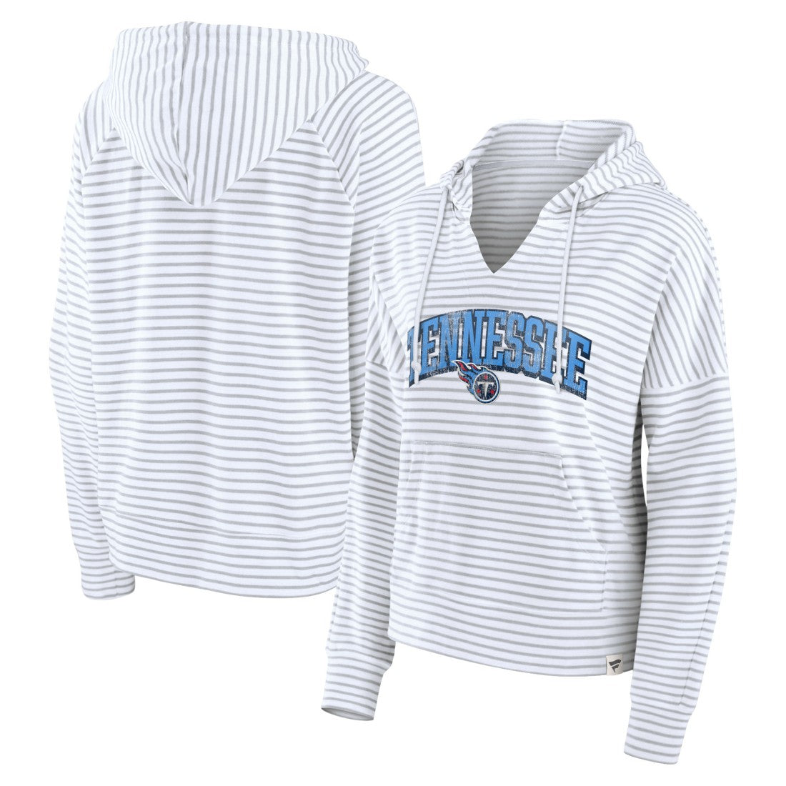 Tennessee Titans Fanatics Women's Striped Notch Neck Pullover Hoodie