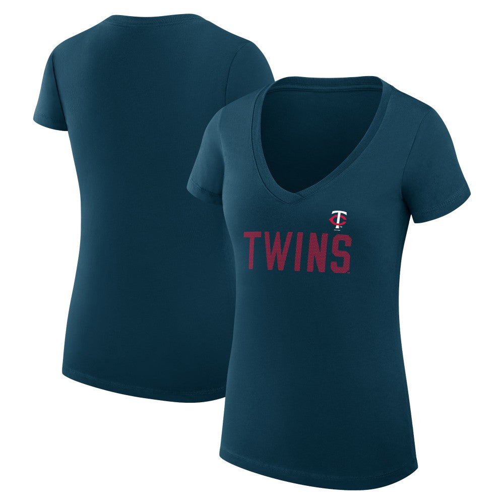Minnesota Twins G-III 4Her by Carl Banks Women's Super-Slim Fit Lightweight Dot Print V-Neck T-Shirt | MLB Sale