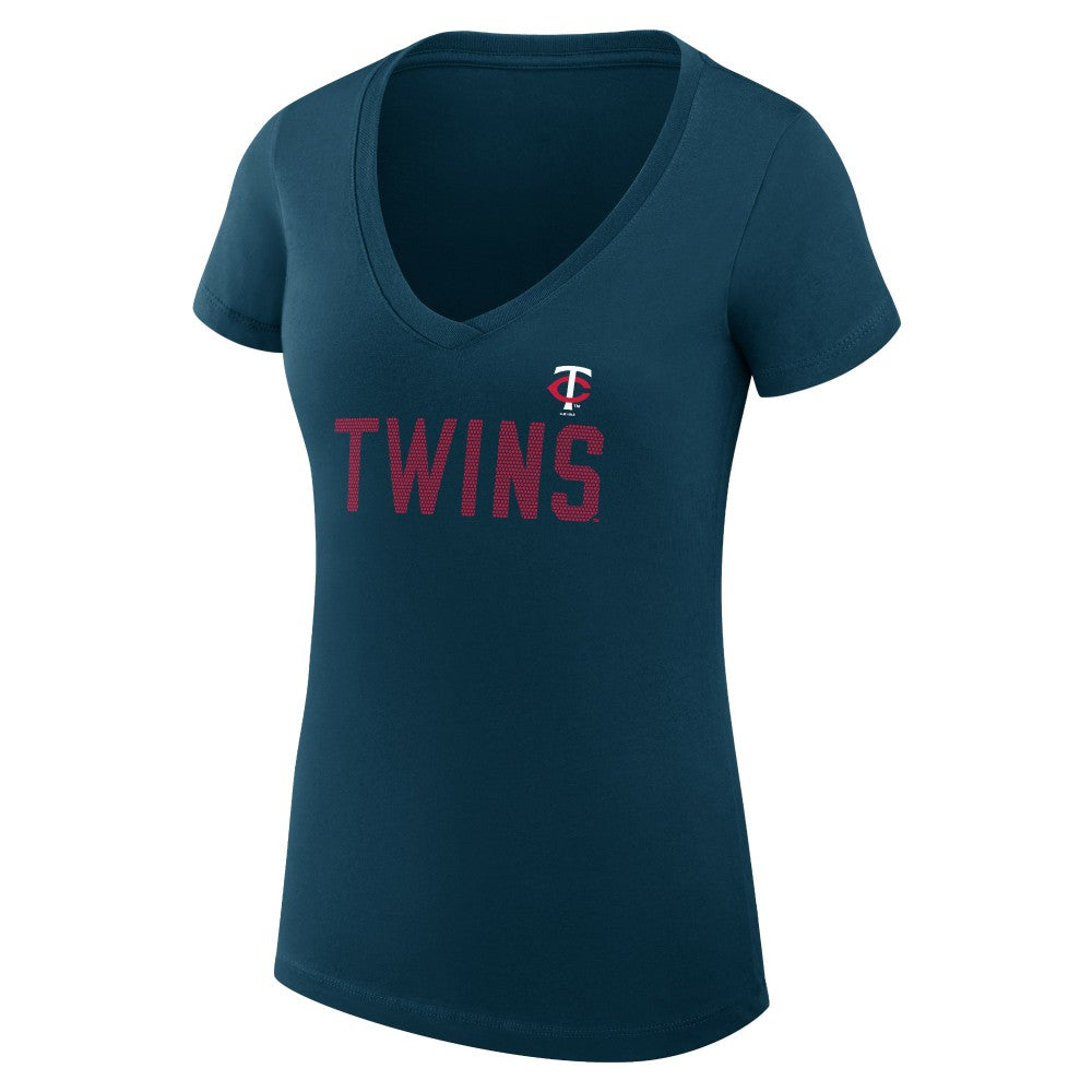 Minnesota Twins G-III 4Her by Carl Banks Women's Super-Slim Fit Lightweight Dot Print V-Neck T-Shirt | MLB Sale