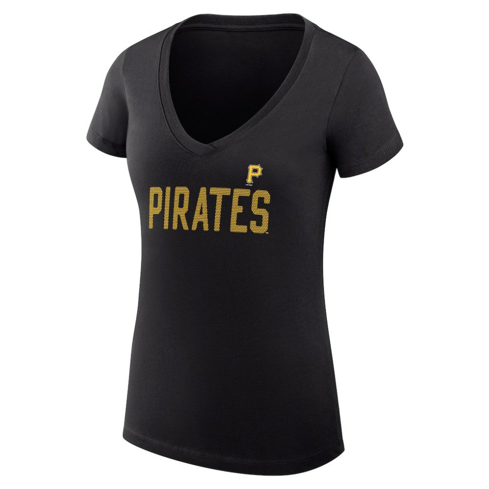 Pittsburgh Pirates G-III 4Her by Carl Banks Women's Super-Slim Fit Lightweight Dot Print V-Neck T-Shirt | MLB On Sale