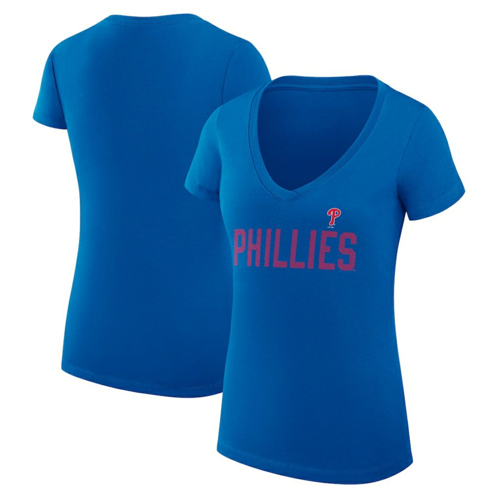 Philadelphia Phillies G-III 4Her by Carl Banks Women's Super-Slim Fit Lightweight Dot Print V-Neck T-Shirt | MLB Sale