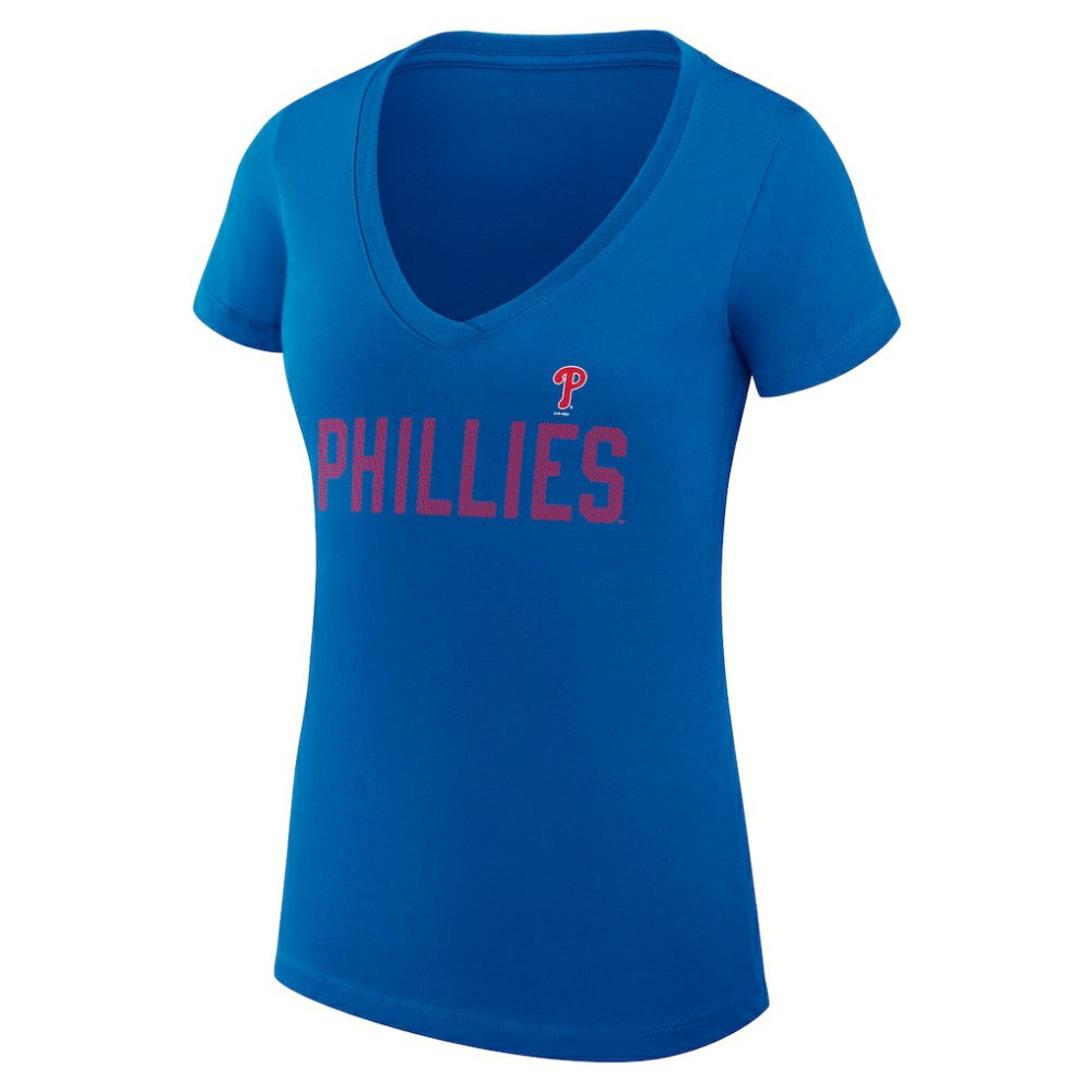 Philadelphia Phillies G-III 4Her by Carl Banks Women's Super-Slim Fit Lightweight Dot Print V-Neck T-Shirt | MLB Sale
