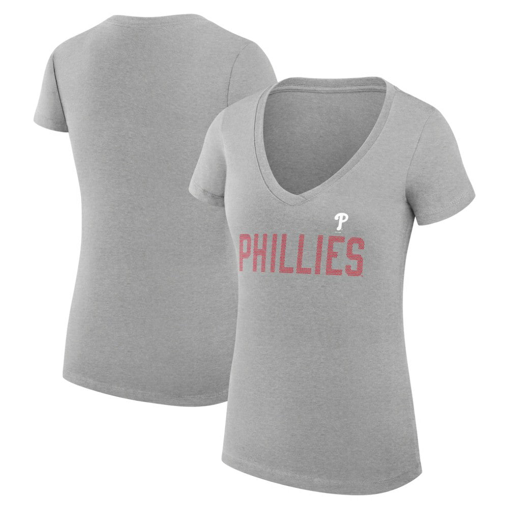 Philadelphia Phillies G-III 4Her by Carl Banks Women's Super-Slim Fit Lightweight Dot Print V-Neck T-Shirt | MLB Online