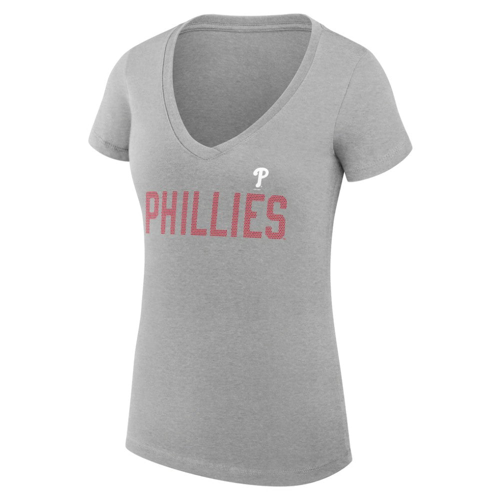 Philadelphia Phillies G-III 4Her by Carl Banks Women's Super-Slim Fit Lightweight Dot Print V-Neck T-Shirt | MLB Online