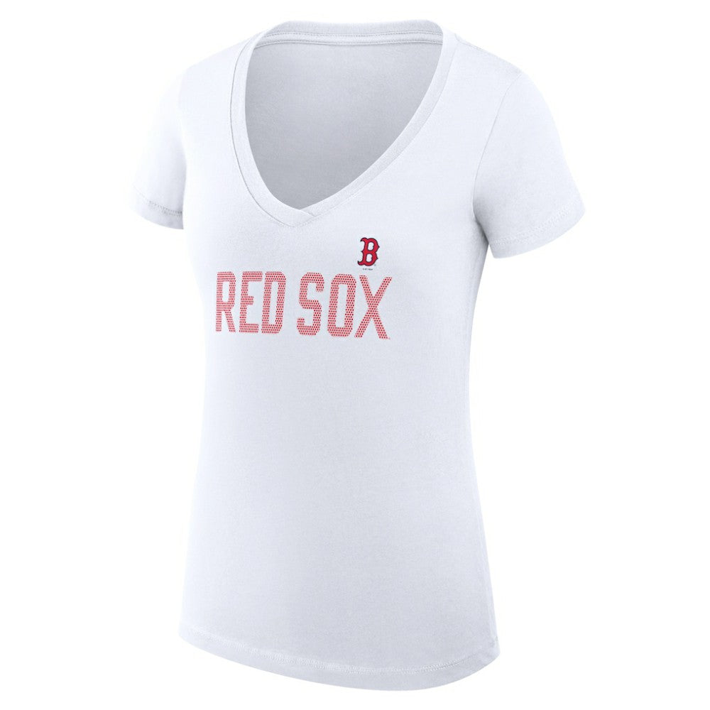 Boston Red Sox G-III 4Her by Carl Banks Women's Super-Slim Fit Lightweight Dot Print V-Neck T-Shirt | MLB On Sale