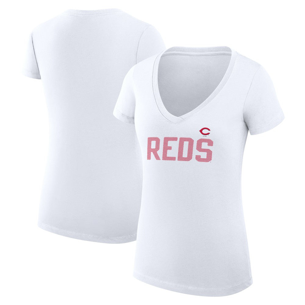 Cincinnati Reds G-III 4Her by Carl Banks Women's Super-Slim Fit Lightweight Dot Print V-Neck T-Shirt | MLB US
