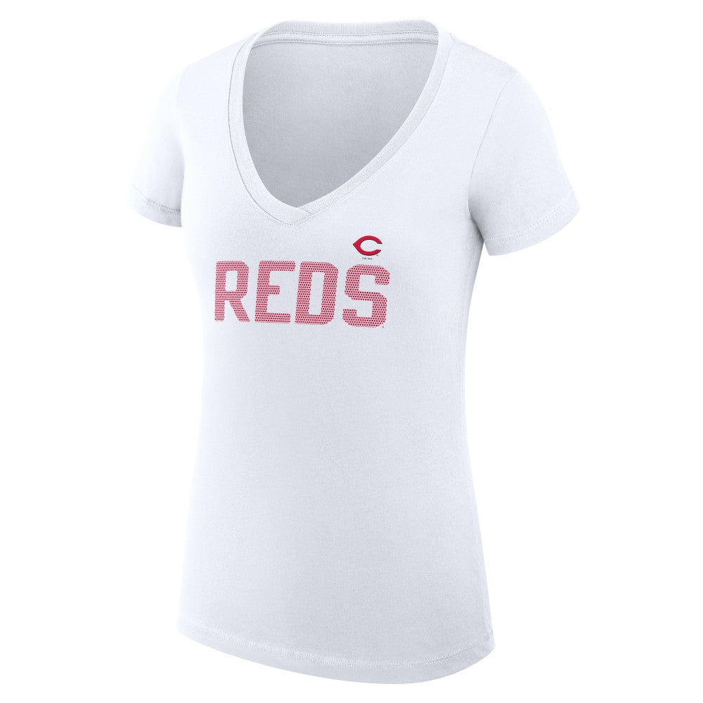 Cincinnati Reds G-III 4Her by Carl Banks Women's Super-Slim Fit Lightweight Dot Print V-Neck T-Shirt | MLB US