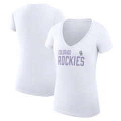 Colorado Rockies G-III 4Her by Carl Banks Women's Super-Slim Fit Lightweight Dot Print V-Neck T-Shirt | MLB Sale