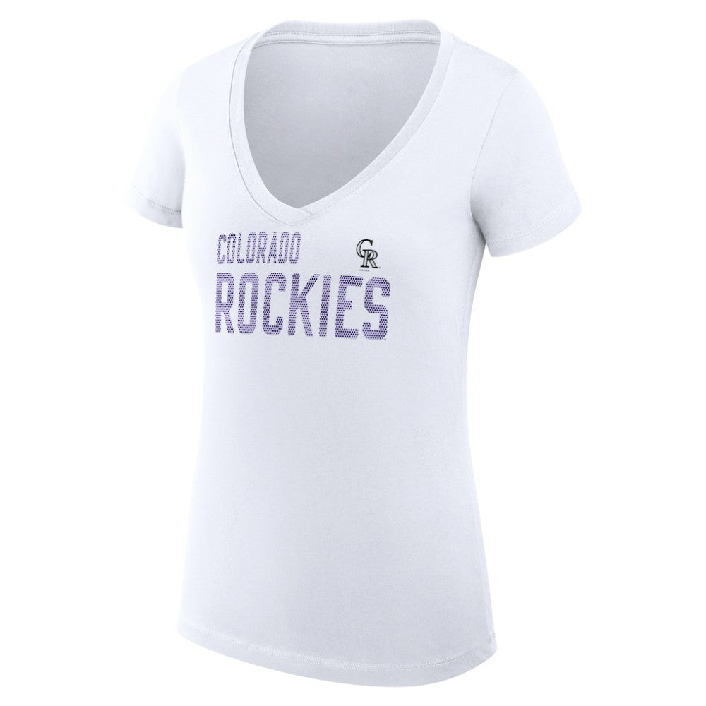 Colorado Rockies G-III 4Her by Carl Banks Women's Super-Slim Fit Lightweight Dot Print V-Neck T-Shirt | MLB Sale