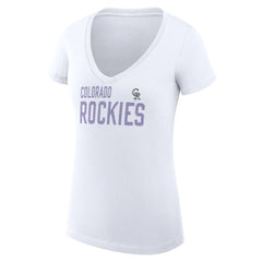 Colorado Rockies G-III 4Her by Carl Banks Women's Super-Slim Fit Lightweight Dot Print V-Neck T-Shirt | MLB Sale