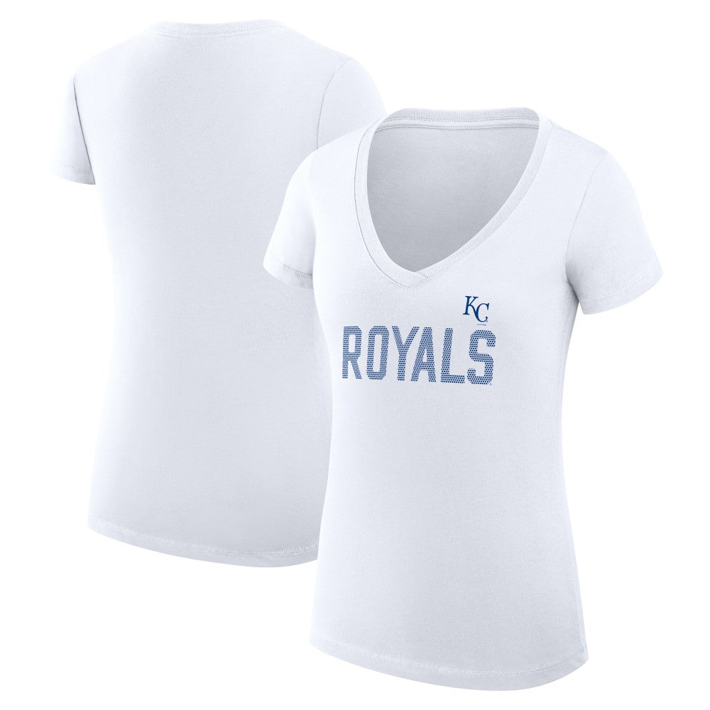 Kansas City Royals G-III 4Her by Carl Banks Women's Super-Slim Fit Lightweight Dot Print V-Neck T-Shirt | MLB New