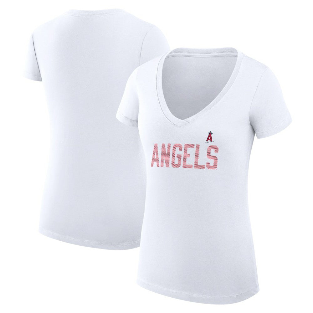 Los Angeles Angels G-III 4Her by Carl Banks Women's Super-Slim Fit Lightweight Dot Print V-Neck T-Shirt | MLB Near me