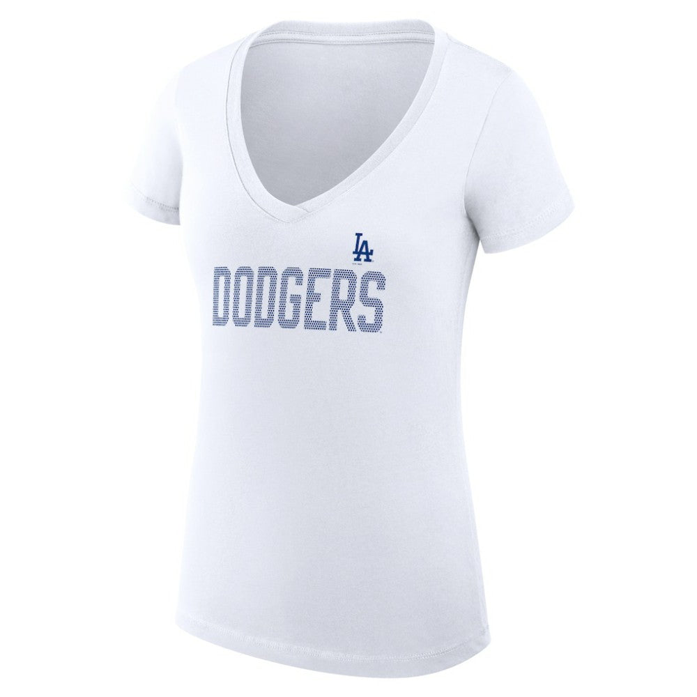 Los Angeles Dodgers G-III 4Her by Carl Banks Women's Super-Slim Fit Lightweight Dot Print V-Neck T-Shirt | MLB Shop