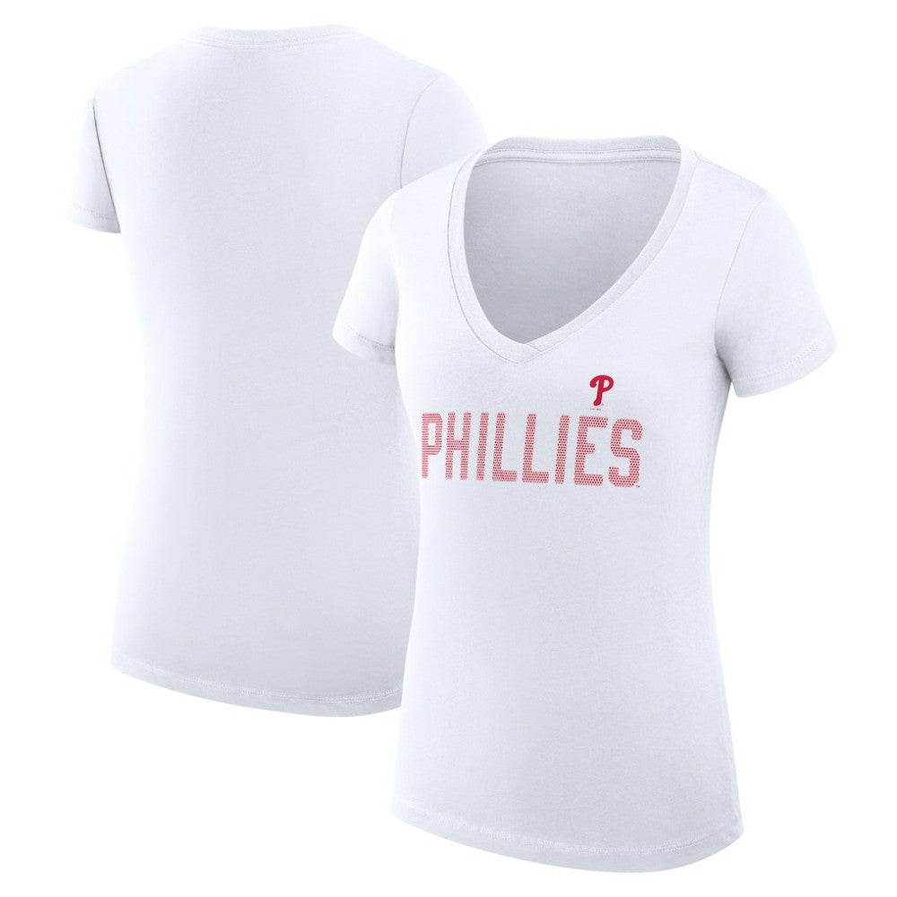Philadelphia Phillies G-III 4Her by Carl Banks Women's Super-Slim Fit Lightweight Dot Print V-Neck T-Shirt | MLB Online