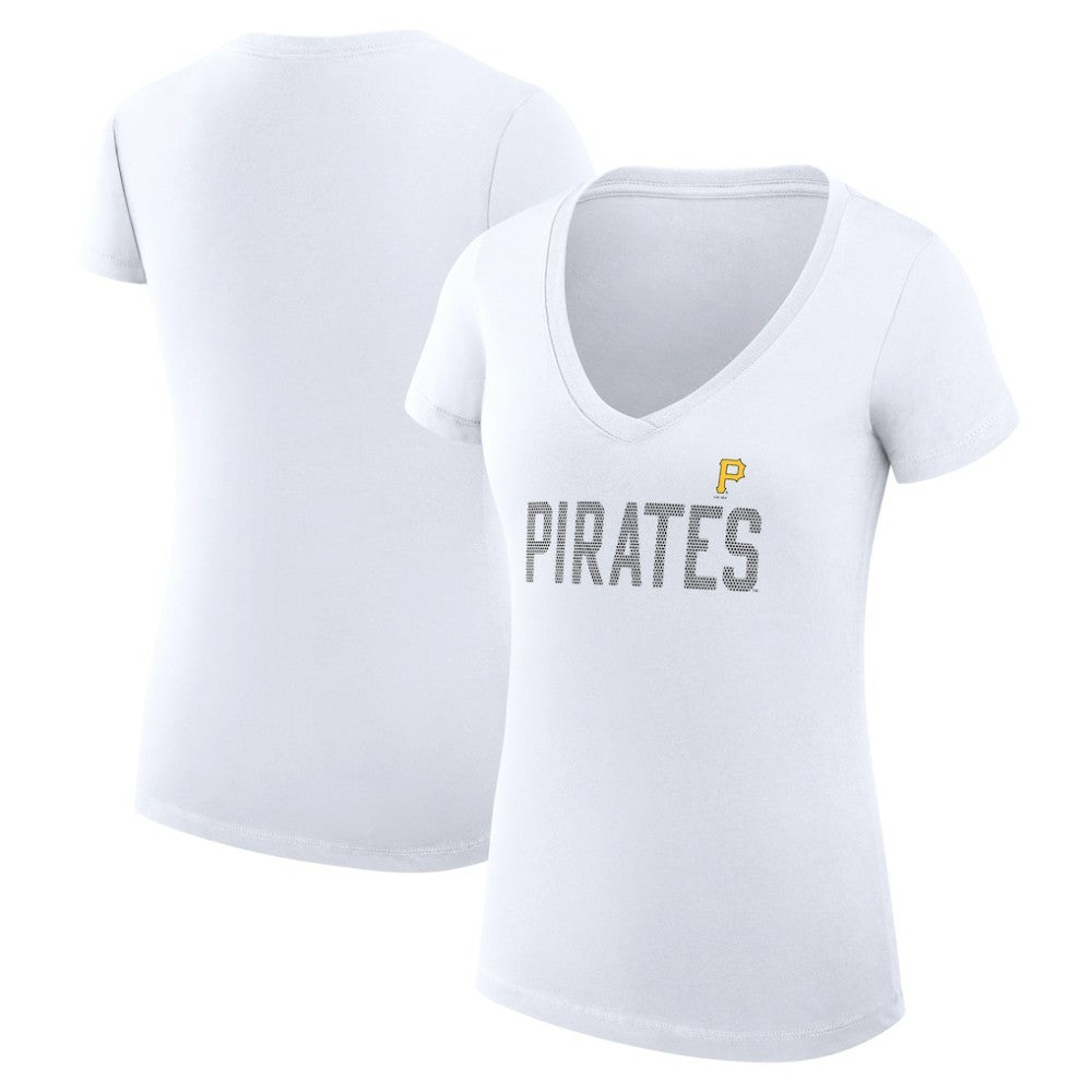 Pittsburgh Pirates G-III 4Her by Carl Banks Women's Super-Slim Fit Lightweight Dot Print V-Neck T-Shirt | MLB Sale
