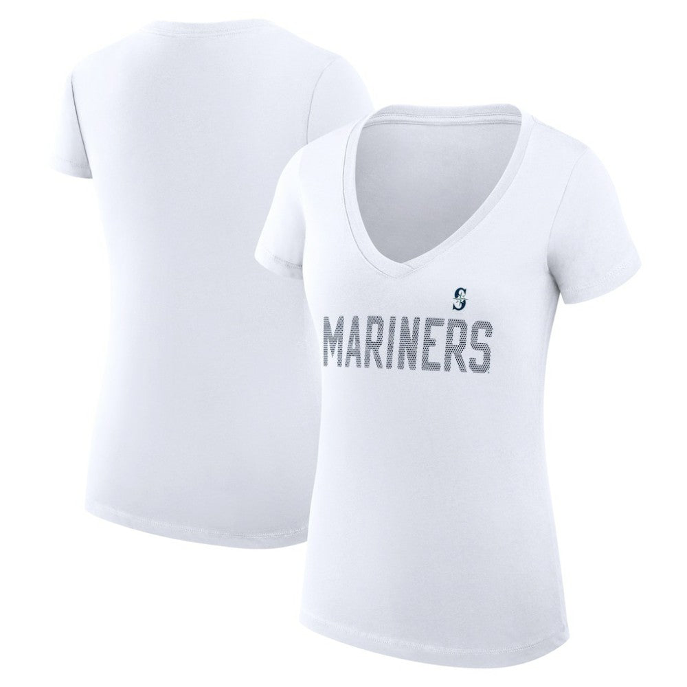 Seattle Mariners G-III 4Her by Carl Banks Women's Super-Slim Fit Lightweight Dot Print V-Neck T-Shirt | MLB Outlet