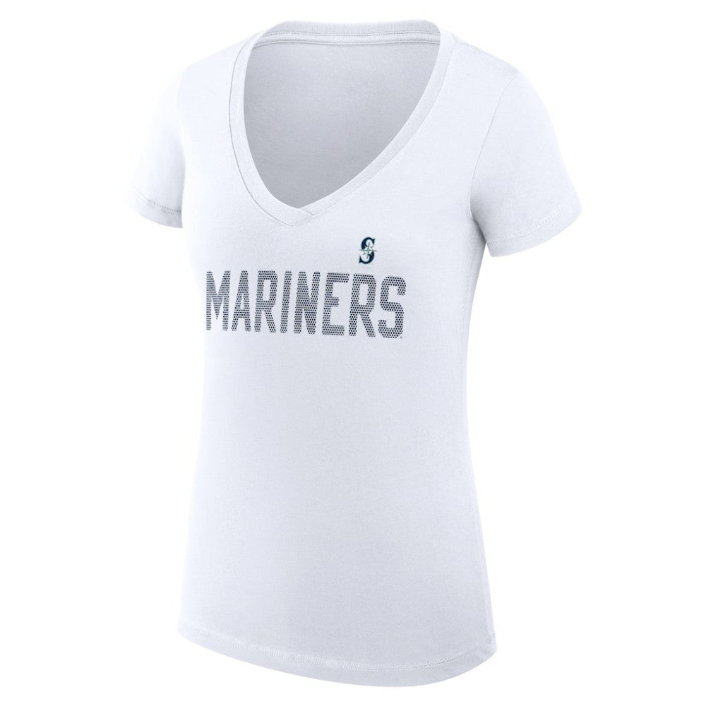 Seattle Mariners G-III 4Her by Carl Banks Women's Super-Slim Fit Lightweight Dot Print V-Neck T-Shirt | MLB Outlet