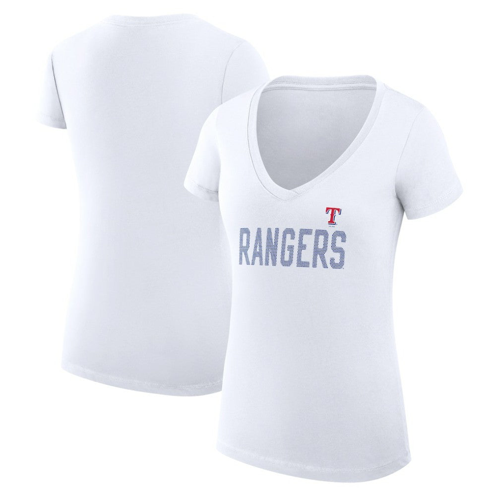 Texas Rangers G-III 4Her by Carl Banks Women's Super-Slim Fit Lightweight Dot Print V-Neck T-Shirt | MLB Discount