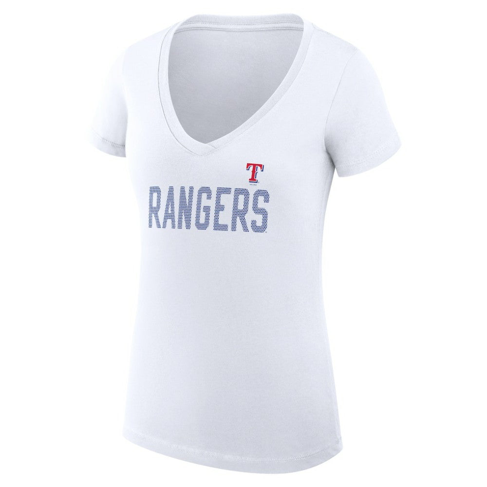 Texas Rangers G-III 4Her by Carl Banks Women's Super-Slim Fit Lightweight Dot Print V-Neck T-Shirt | MLB Discount