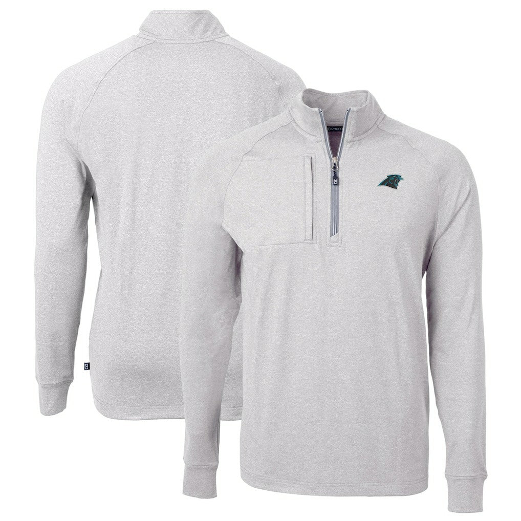 Carolina Panthers  Cutter & Buck Big & Tall Adapt Eco Knit Quarter-Zip Pullover Top