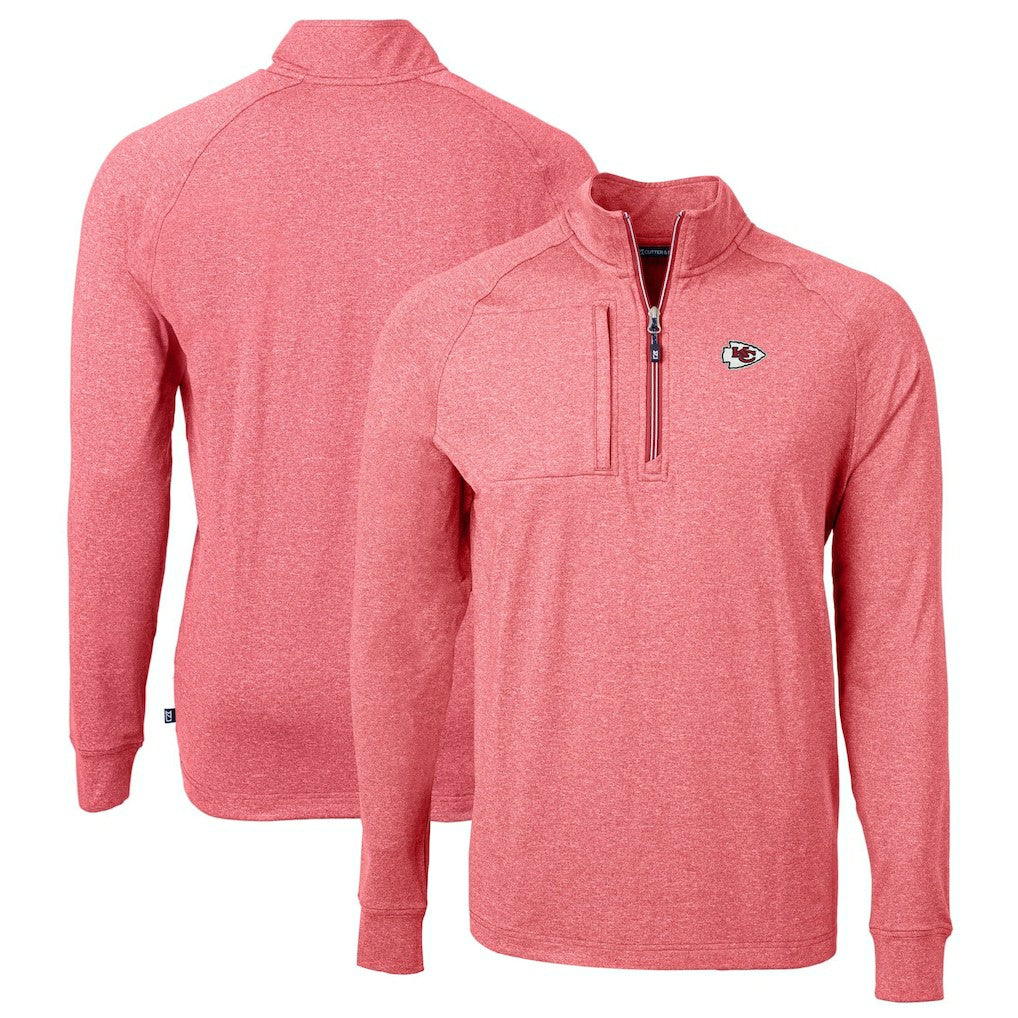 Kansas City Chiefs  Cutter & Buck Big & Tall Adapt Eco Knit Quarter-Zip Pullover Top