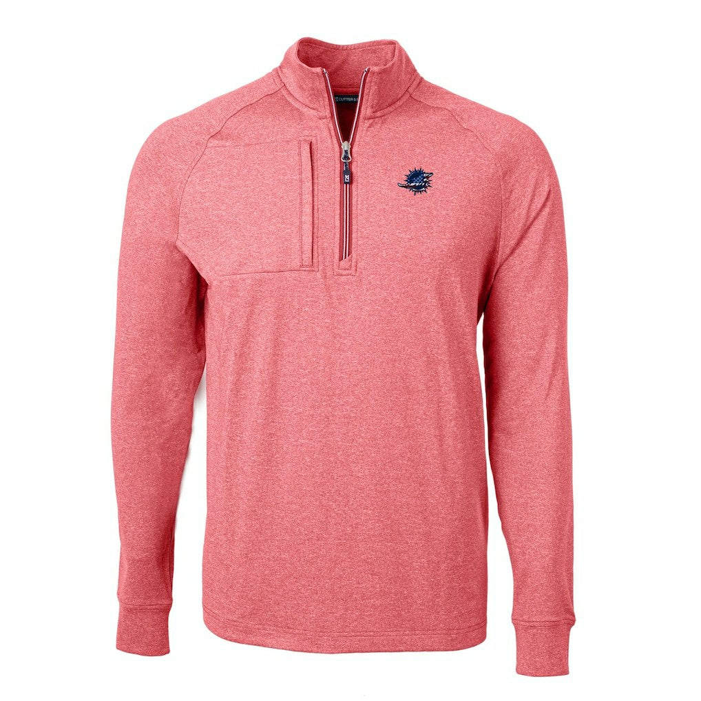 Miami Dolphins  Cutter & Buck Big & Tall Adapt Eco Knit Quarter-Zip Pullover Top