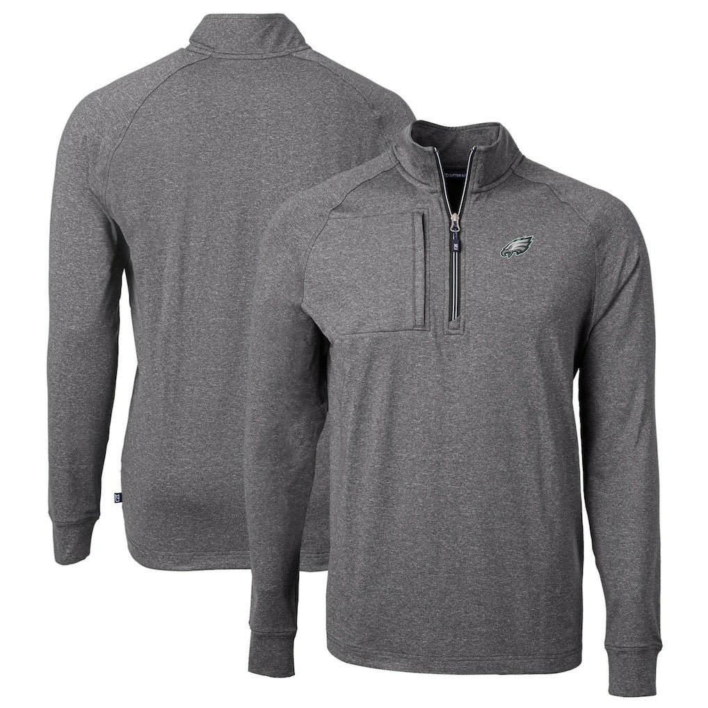 Philadelphia Eagles  Cutter & Buck Big & Tall Adapt Eco Knit Quarter-Zip Pullover Top