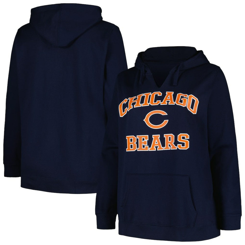 Chicago Bears Fanatics Women's Plus Size Heart and Soul V-Neck Pullover Hoodie
