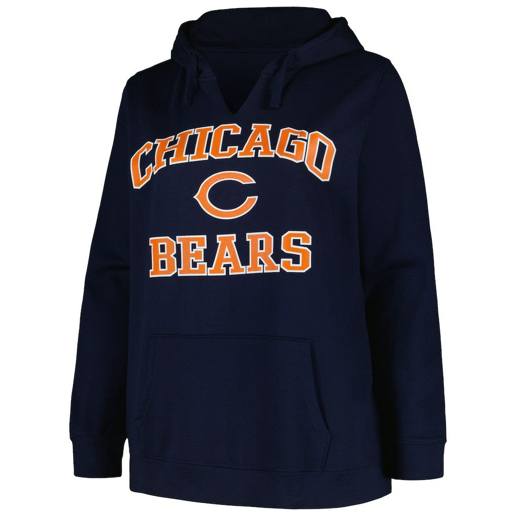Chicago Bears Fanatics Women's Plus Size Heart and Soul V-Neck Pullover Hoodie