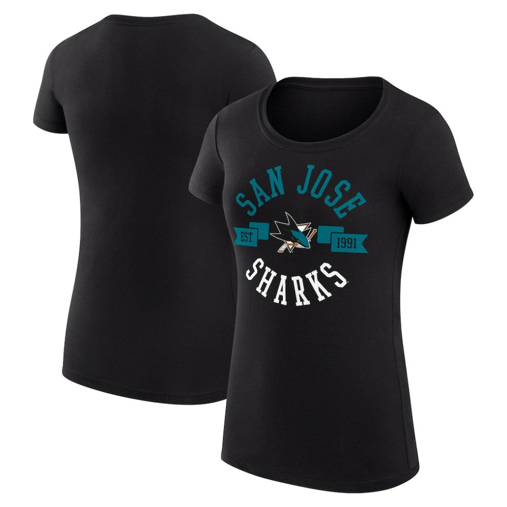 San Jose Sharks G-III 4Her by Carl Banks Women's Super-Slim Fit Lightweight City Graphic Sport Crewneck T-Shirt On Sale