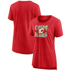 Calgary Flames Women's Crash the Net Tri-Blend T-Shirt For Sale