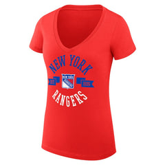 New York Rangers G-III 4Her by Carl Banks Women's Super-Slim Fit Lightweight City Graphic V-Neck T-Shirt Outlet