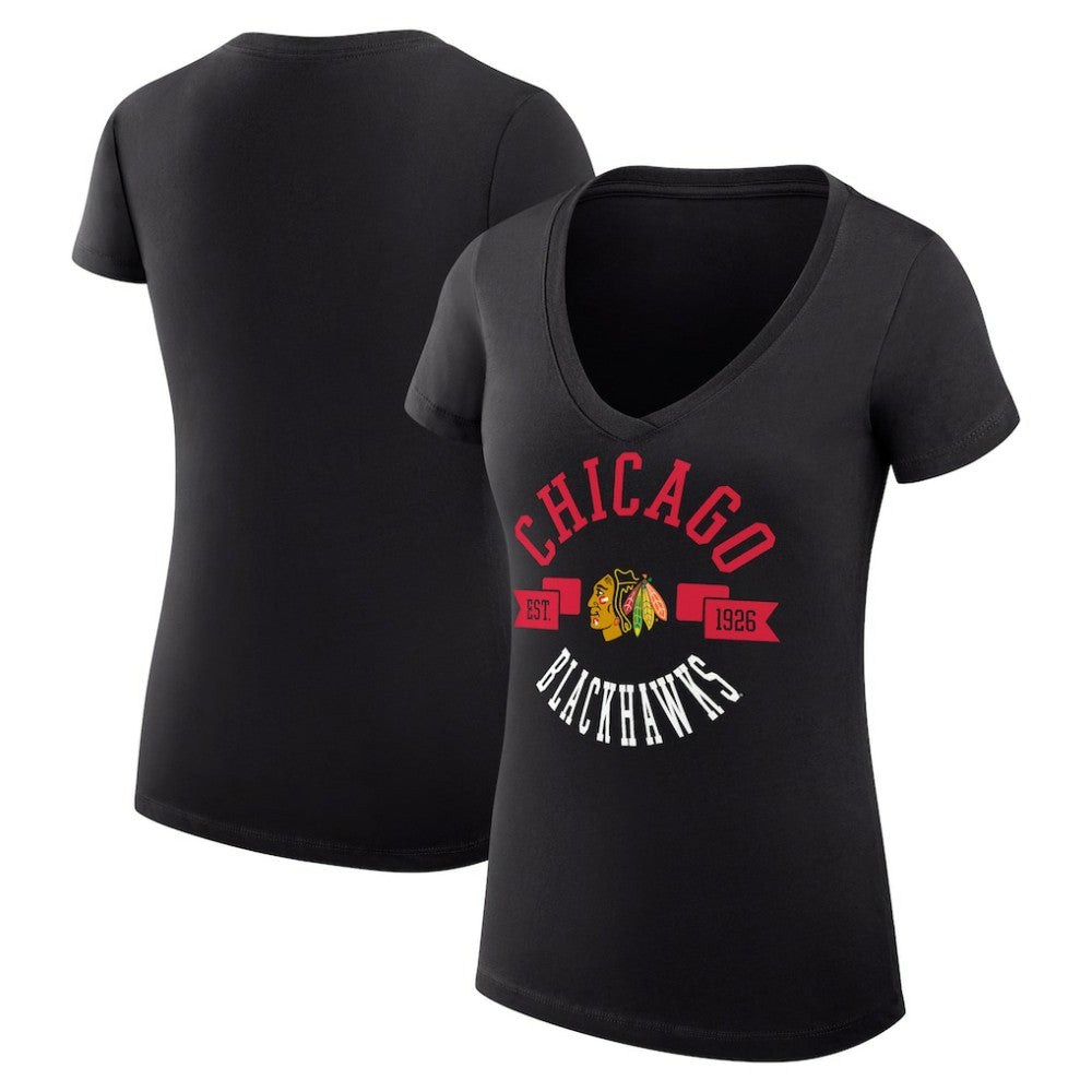 Chicago Blackhawks G-III 4Her by Carl Banks Women's Super-Slim Fit Lightweight City Graphic V-Neck T-Shirt Online