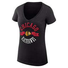 Chicago Blackhawks G-III 4Her by Carl Banks Women's Super-Slim Fit Lightweight City Graphic V-Neck T-Shirt Online