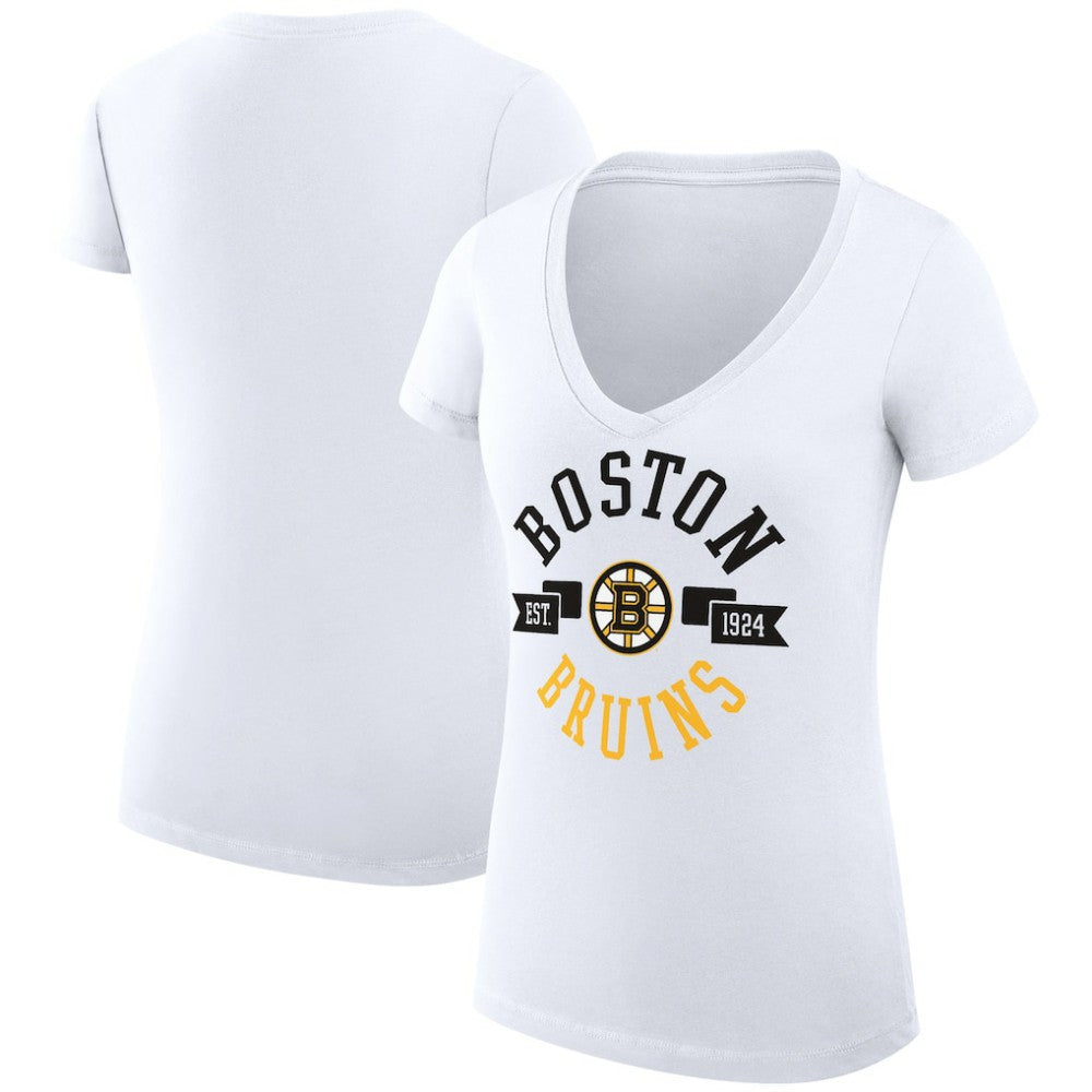 Boston Bruins G-III 4Her by Carl Banks Women's Super-Slim Fit Lightweight City Graphic V-Neck T-Shirt Discount