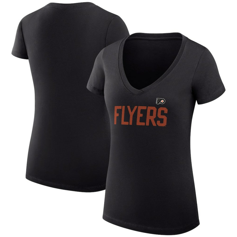 Philadelphia Flyers G-III 4Her by Carl Banks Women's Super-Slim Fit Lightweight Dot Print Team V-Neck T-Shirt On Sale