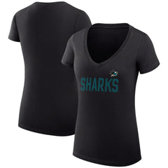 San Jose Sharks G-III 4Her by Carl Banks Women's Super-Slim Fit Lightweight Dot Print Team V-Neck T-Shirt Sale