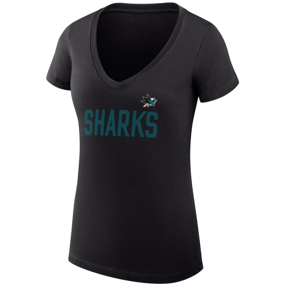 San Jose Sharks G-III 4Her by Carl Banks Women's Super-Slim Fit Lightweight Dot Print Team V-Neck T-Shirt Sale