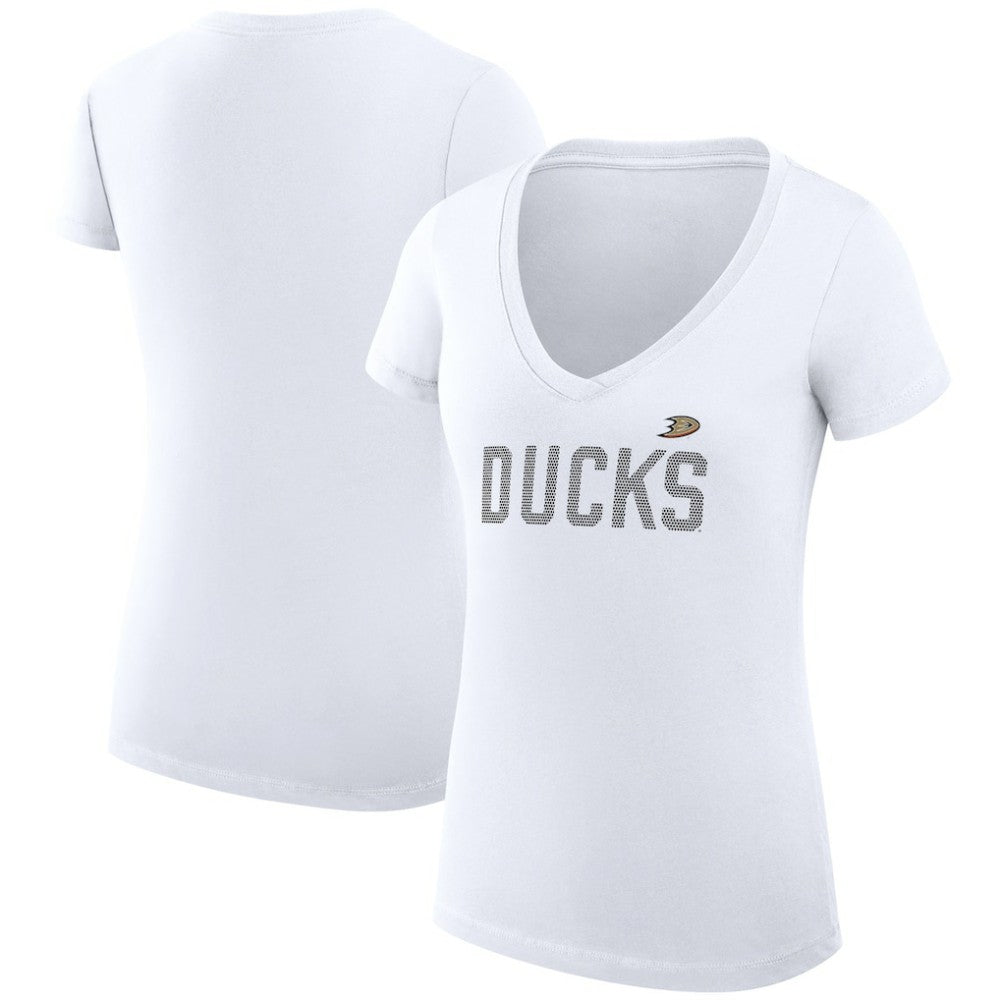 Anaheim Ducks G-III 4Her by Carl Banks Women's Super-Slim Fit Lightweight Dot Print Team V-Neck T-Shirt Outlet