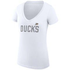 Anaheim Ducks G-III 4Her by Carl Banks Women's Super-Slim Fit Lightweight Dot Print Team V-Neck T-Shirt Outlet