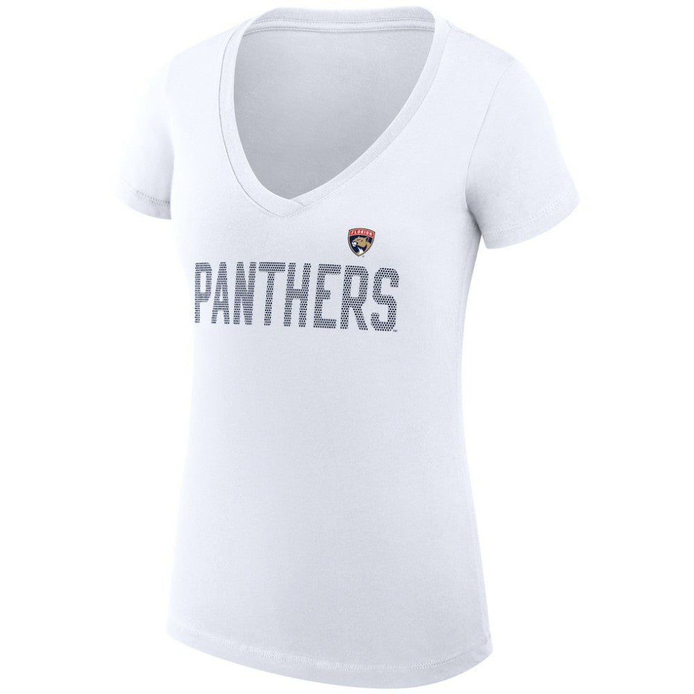 Florida Panthers G-III 4Her by Carl Banks Women's Super-Slim Fit Lightweight Dot Print Team V-Neck T-Shirt On Sale