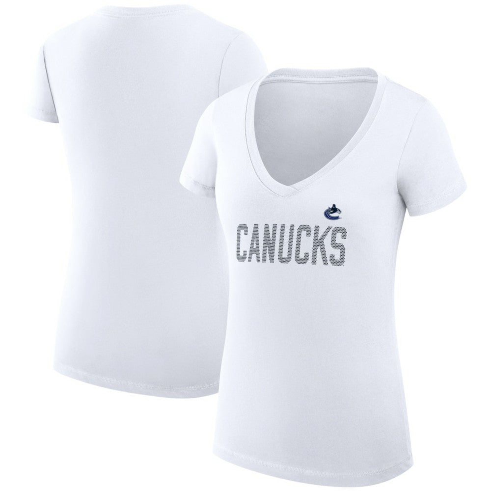 Vancouver Canucks G-III 4Her by Carl Banks Women's Super-Slim Fit Lightweight Dot Print Team V-Neck T-Shirt Outlet