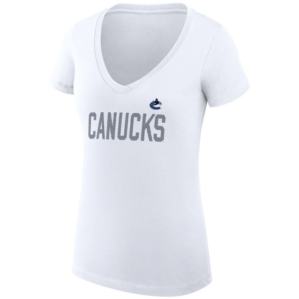 Vancouver Canucks G-III 4Her by Carl Banks Women's Super-Slim Fit Lightweight Dot Print Team V-Neck T-Shirt Outlet