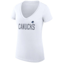 Vancouver Canucks G-III 4Her by Carl Banks Women's Super-Slim Fit Lightweight Dot Print Team V-Neck T-Shirt Outlet