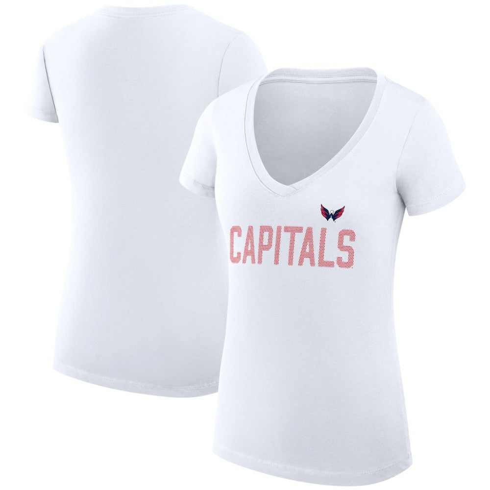 Washington Capitals G-III 4Her by Carl Banks Women's Super-Slim Fit Lightweight Dot Print Team V-Neck T-Shirt Outlet